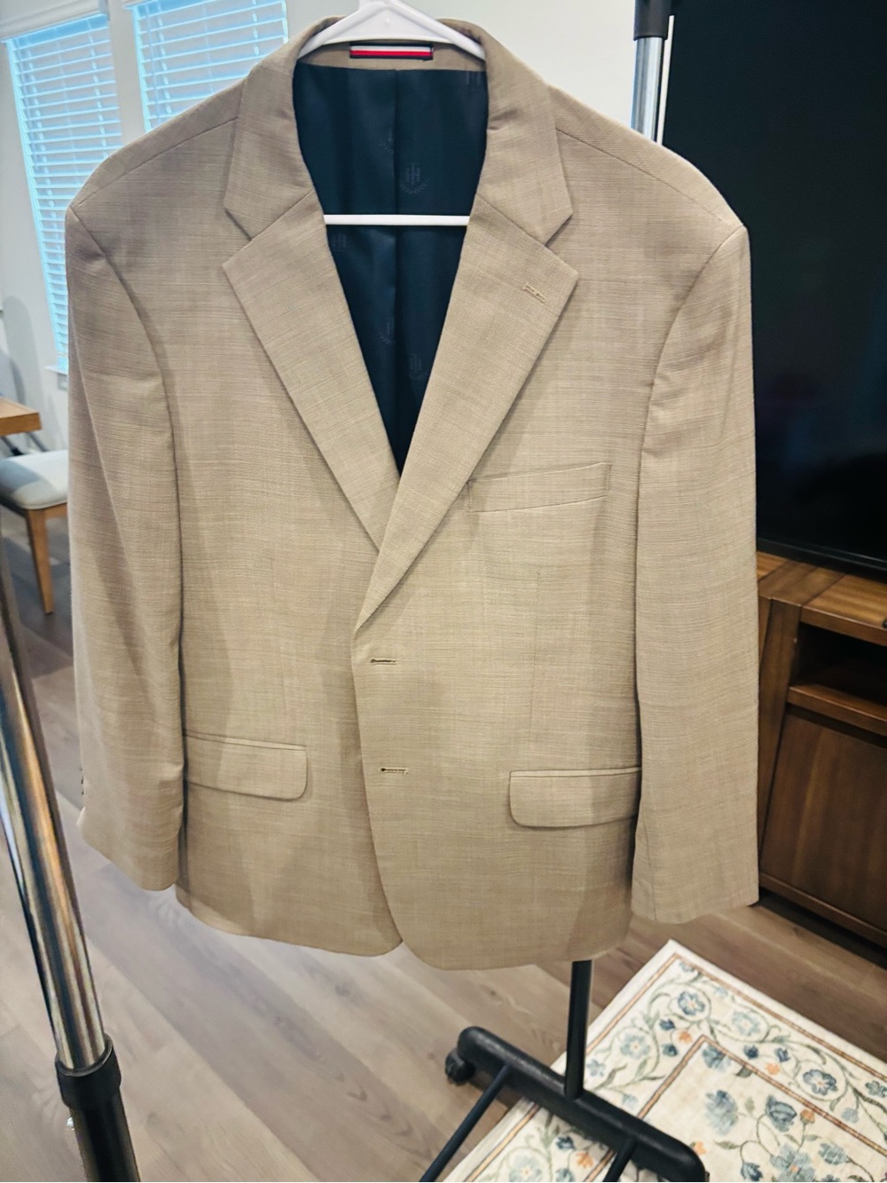 Tommy Hilfiger Men's Tan Blazer - Classic Single-Breasted Suit Jacket